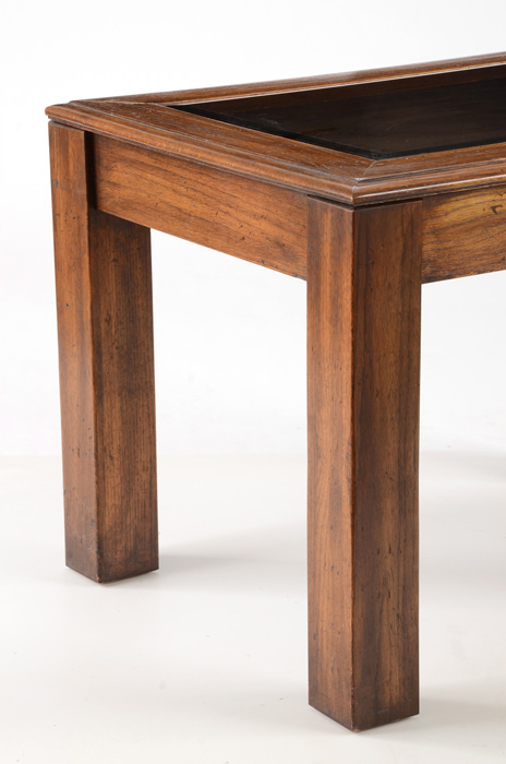 Vintage Oak Side Table with Glass Top