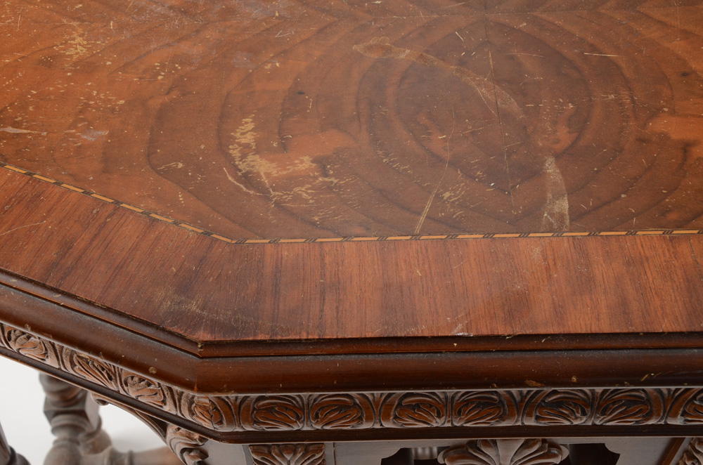 Circa 1920 Crotch Veneer Mersman Tables Console Table