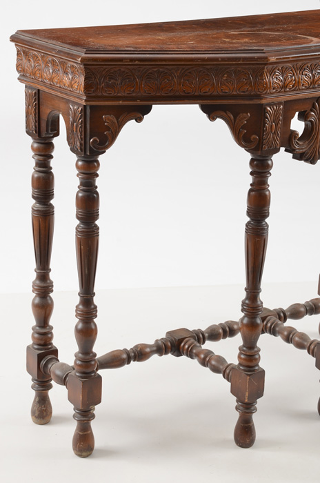 Circa 1920 Crotch Veneer Mersman Tables Console Table