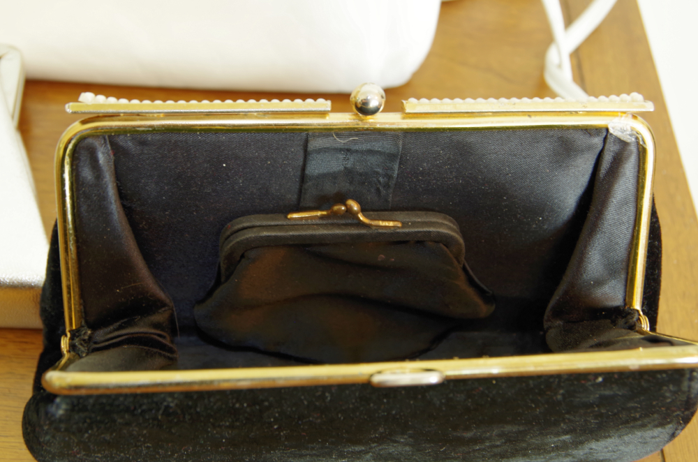 Summer and Evening Handbags in White, Silver, and Gold