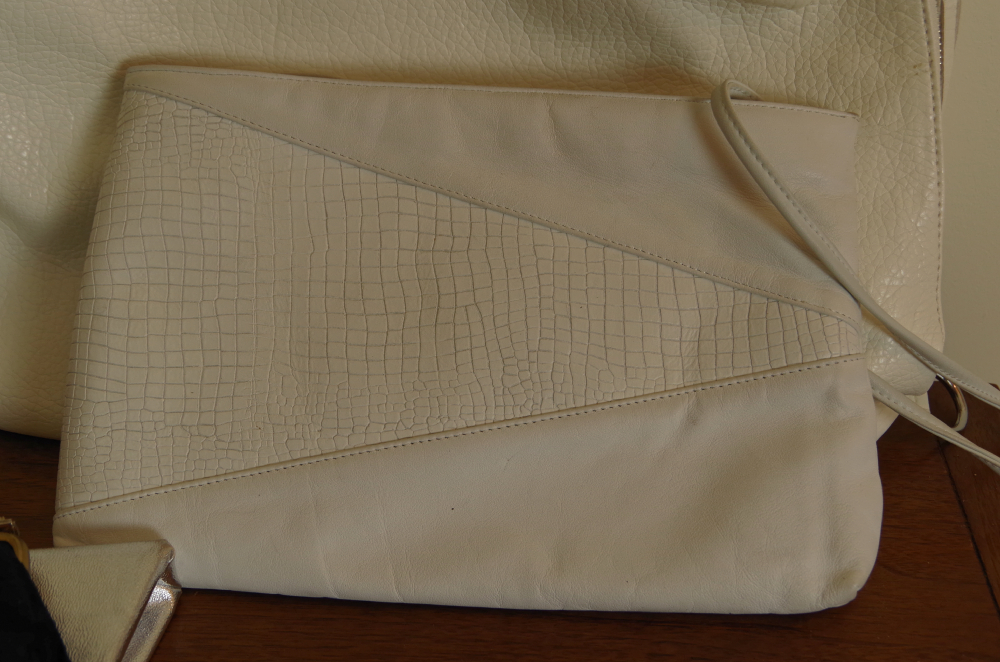 Summer and Evening Handbags in White, Silver, and Gold