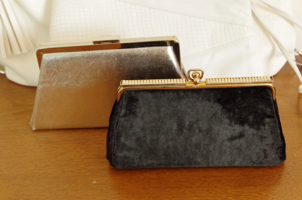 Summer and Evening Handbags in White, Silver, and Gold