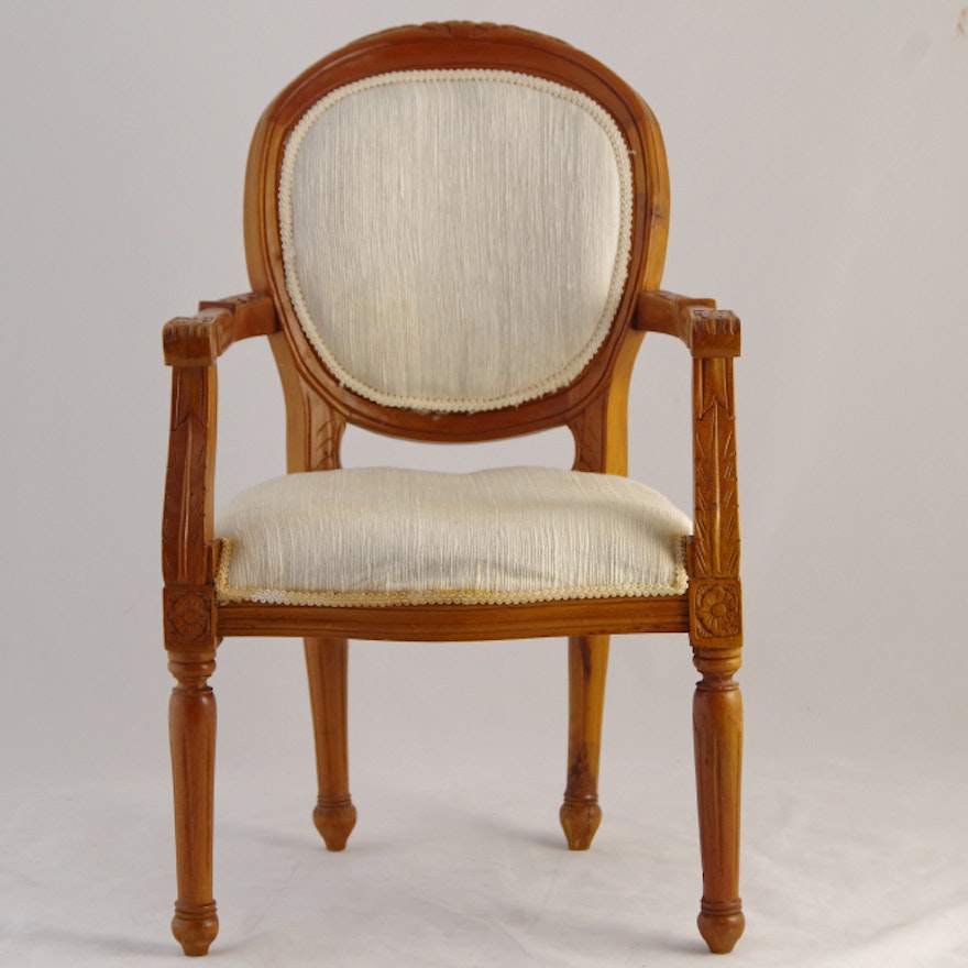 Child Sized Victorian Style Chair with Carved Frame