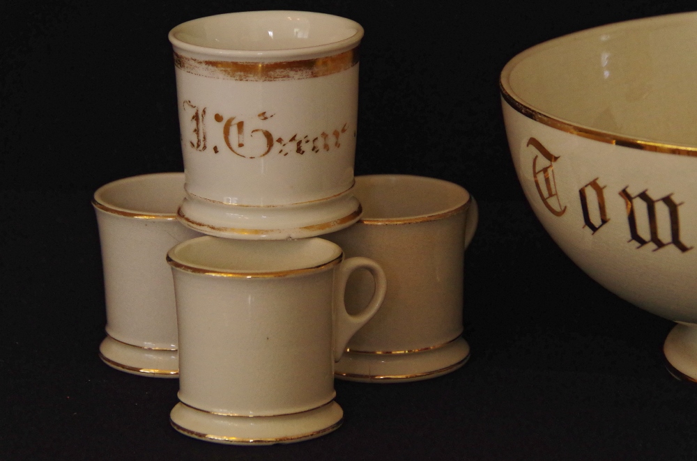 Vintage Dresden China "Tom & Jerry" Punch Bowl Set