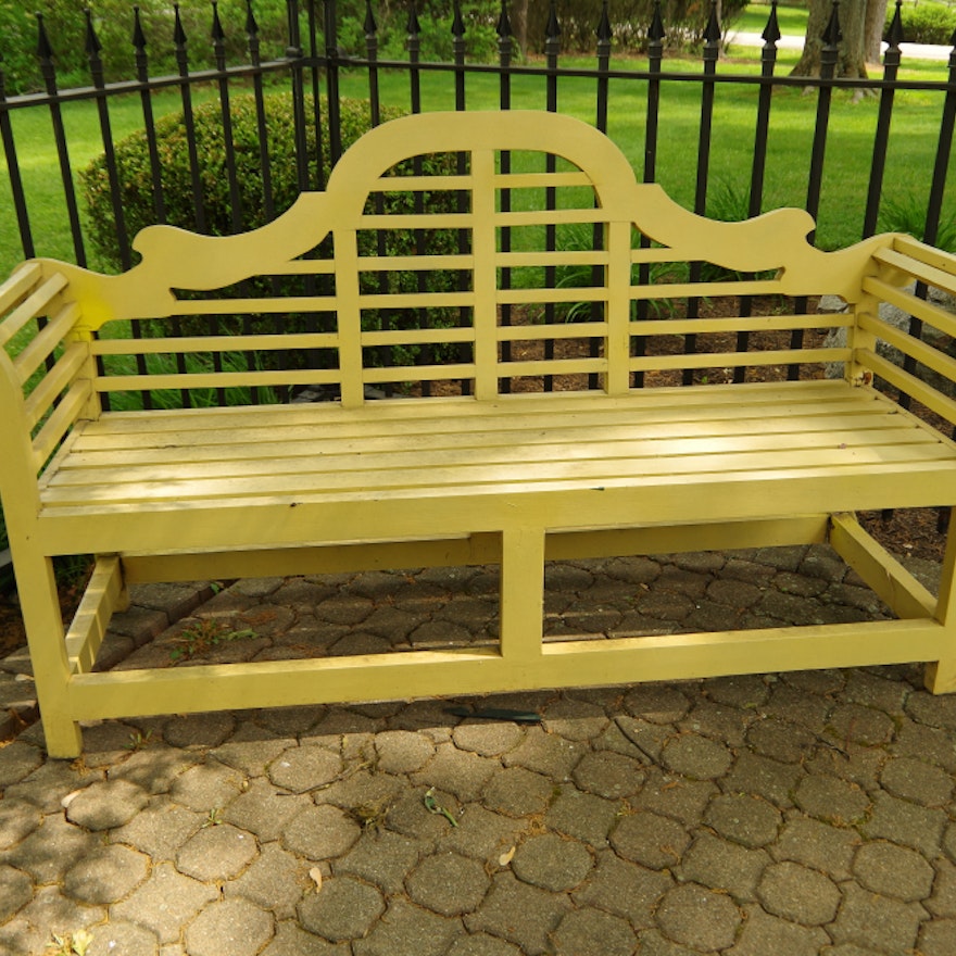 Giverny Style Garden Bench with Yellow Painted Finish