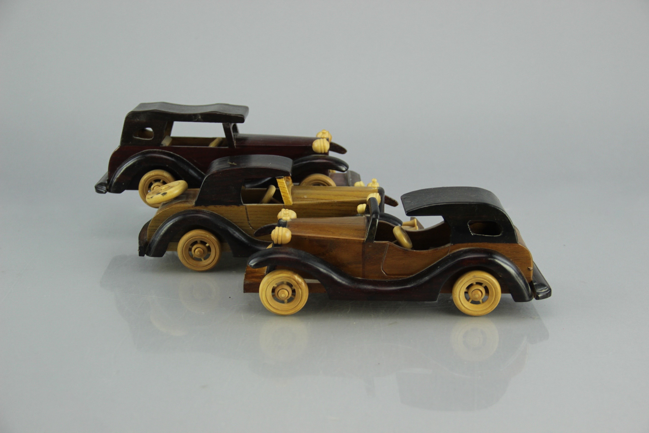 Trio of Vintage Wood Model Cars
