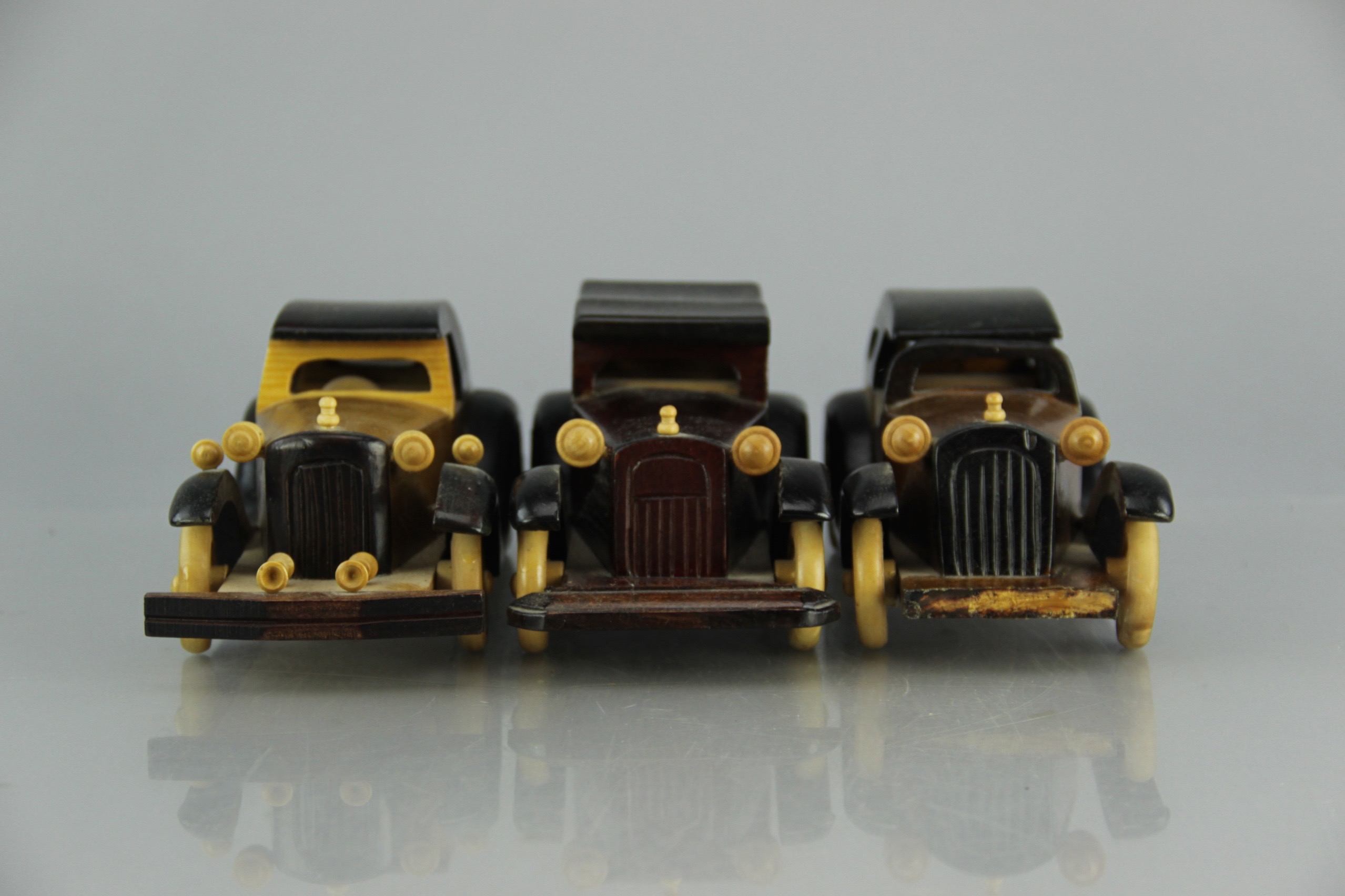 Trio of Vintage Wood Model Cars