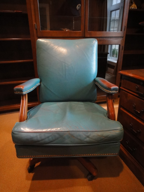 Vintage Gunlocke Co. Leather Office Chair