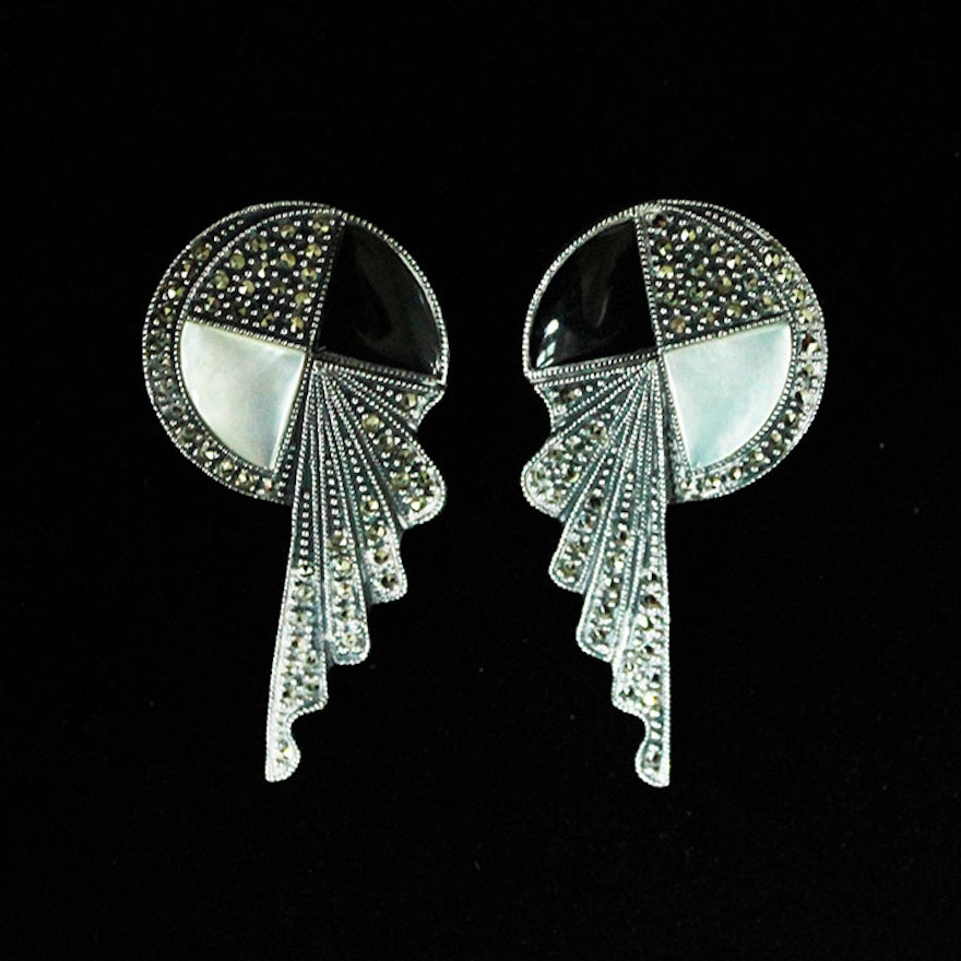 Sterling Silver Art Deco Style Earrings