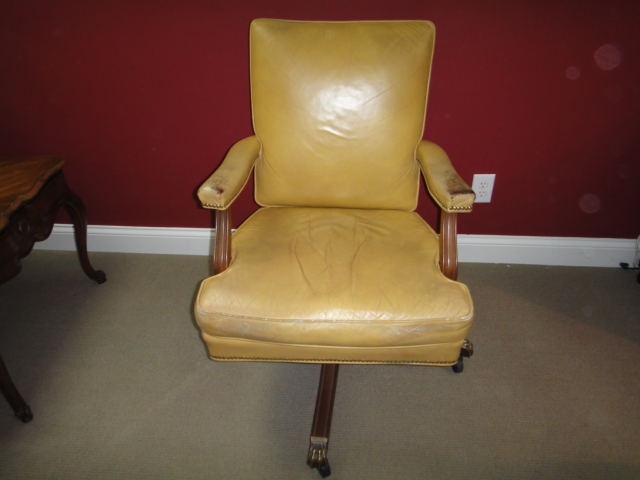 Vintage Gunlocke Company Leather Swivel Office Chair