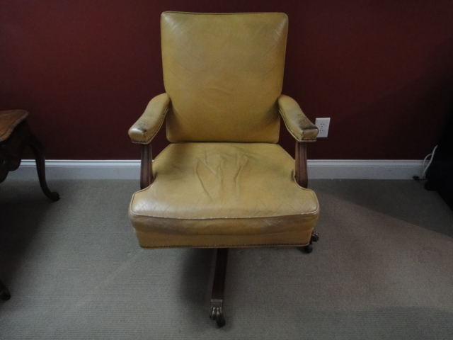 Vintage Gunlocke Company Leather Swivel Office Chair