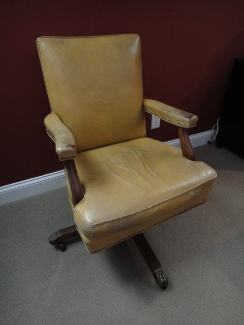 Vintage Gunlocke Company Leather Swivel Office Chair