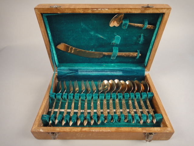 Vintage Gold Tone Flatware in Box