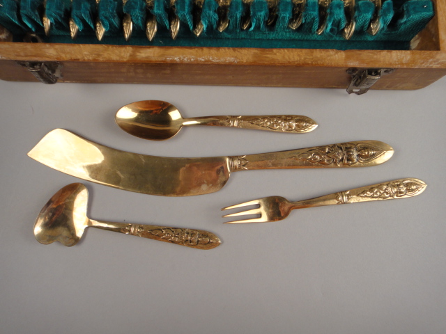 Vintage Gold Tone Flatware in Box