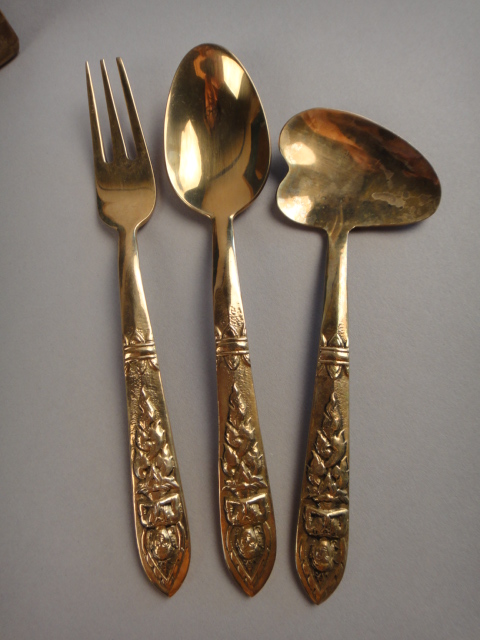 Vintage Gold Tone Flatware in Box