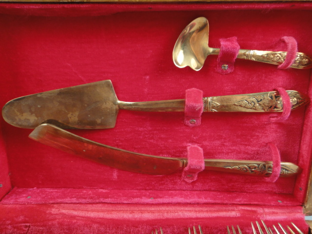 Vintage Gold Tone Flatware in Box