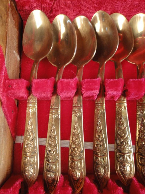 Vintage Gold Tone Flatware in Box