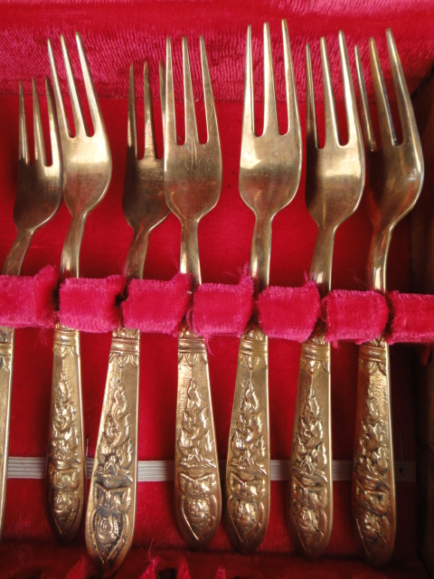 Vintage Gold Tone Flatware in Box