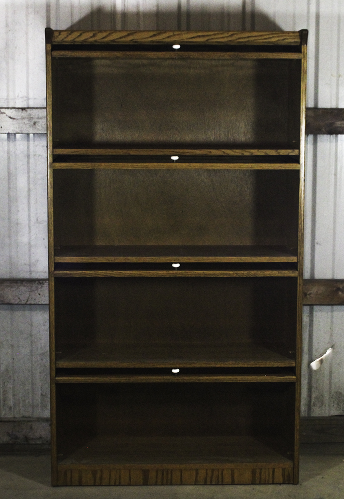 Oak Barrister Bookcase with Leaded Glass
