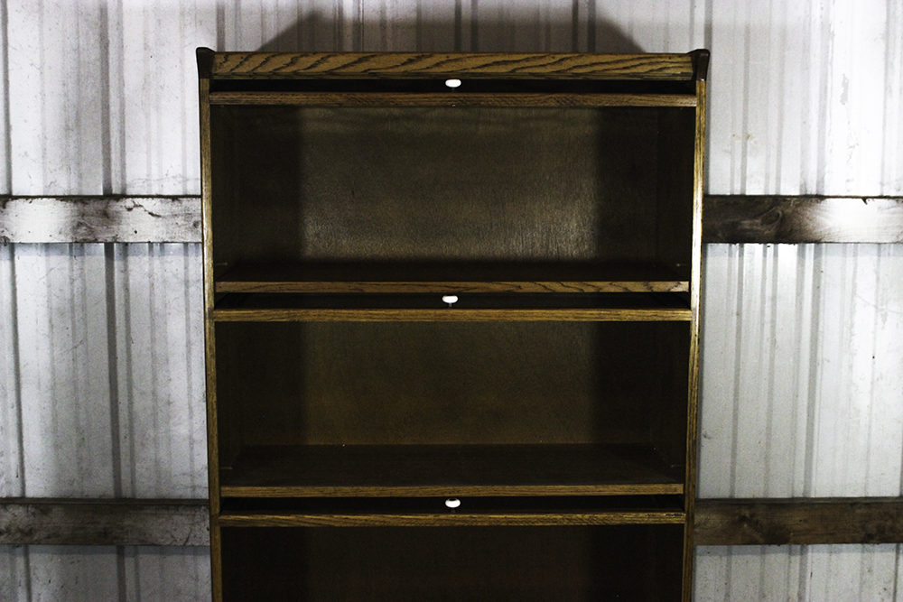 Oak Barrister Bookcase with Leaded Glass