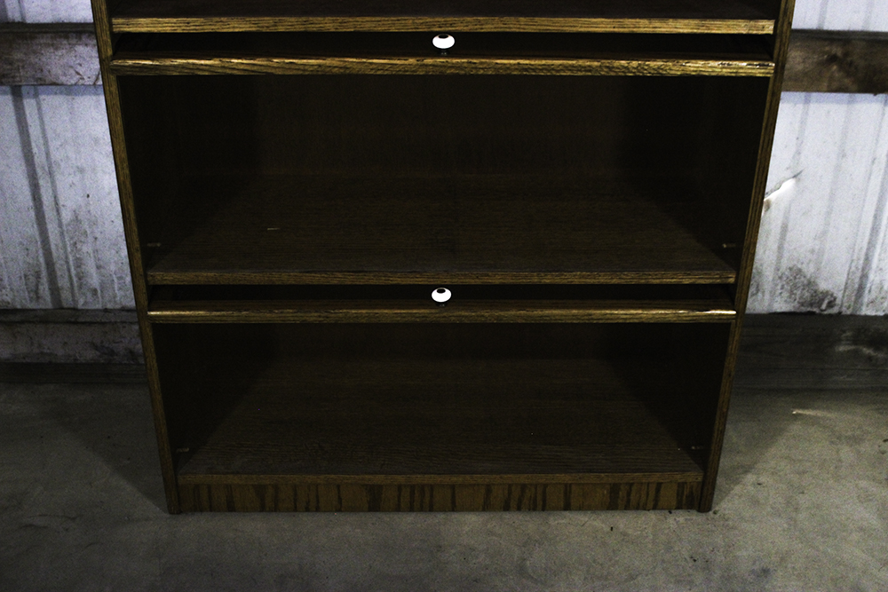 Oak Barrister Bookcase with Leaded Glass