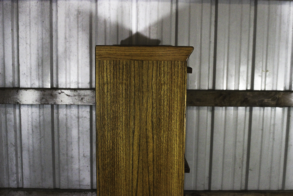 Oak Barrister Bookcase with Leaded Glass