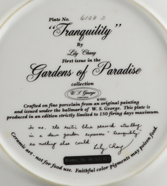 Lily Chang Signed and Numbered Hand-Painted "Tranquility" Plate