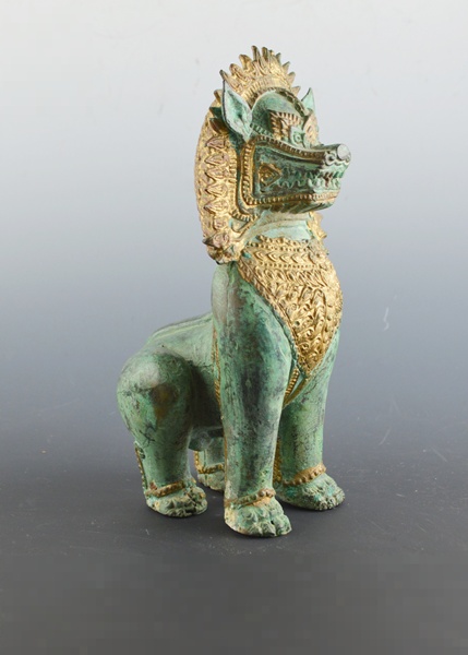 Vintage Thai Bronze-Gilt Foo Dog Sculpture