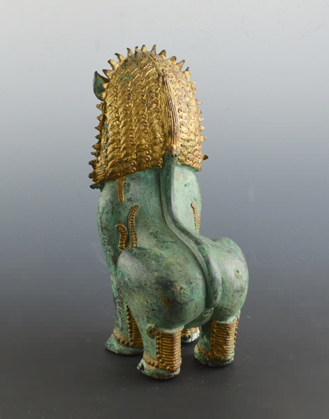 Vintage Thai Bronze-Gilt Foo Dog Sculpture