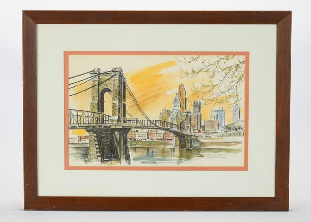 "The Suspension Bridge" Signed Warren Stichtenoth Lithograph