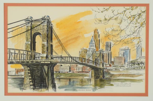 "The Suspension Bridge" Signed Warren Stichtenoth Lithograph
