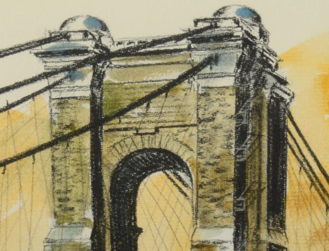 "The Suspension Bridge" Signed Warren Stichtenoth Lithograph