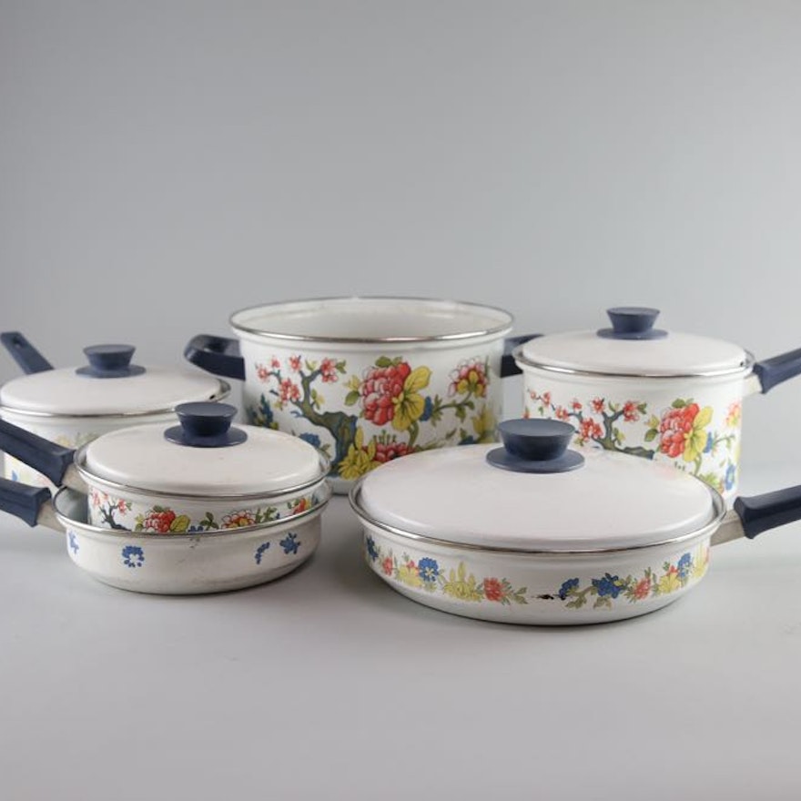 Vintage Cherry Blossom Pots and Pans