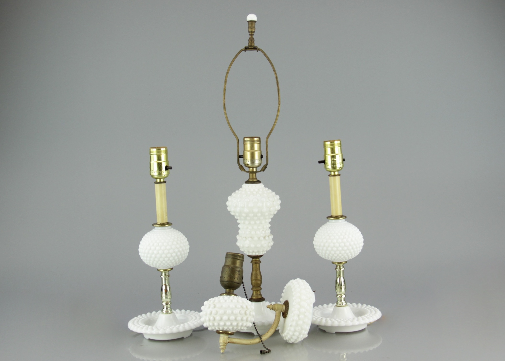 Hobnail Milk Glass Lamps
