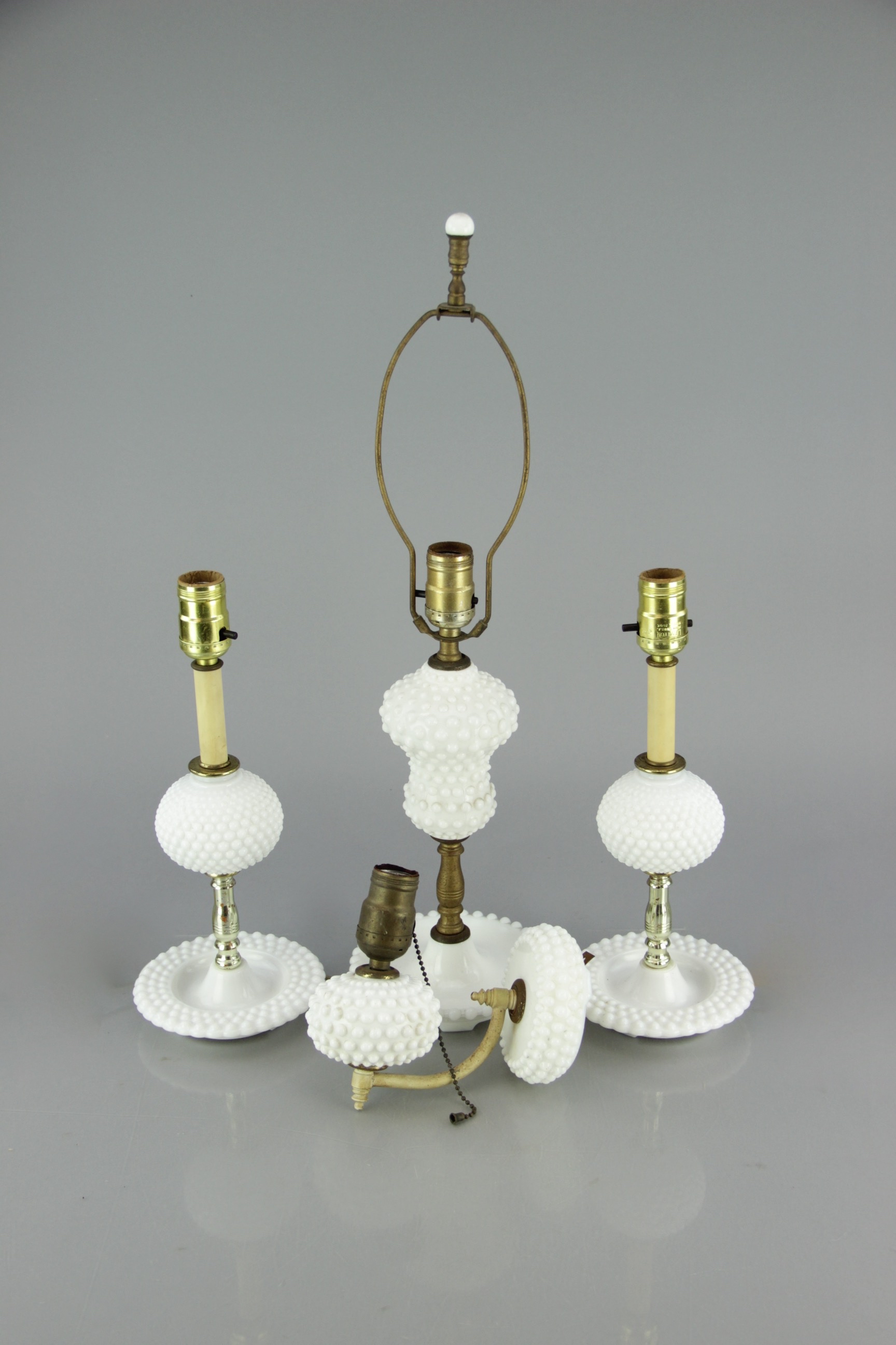 Hobnail Milk Glass Lamps