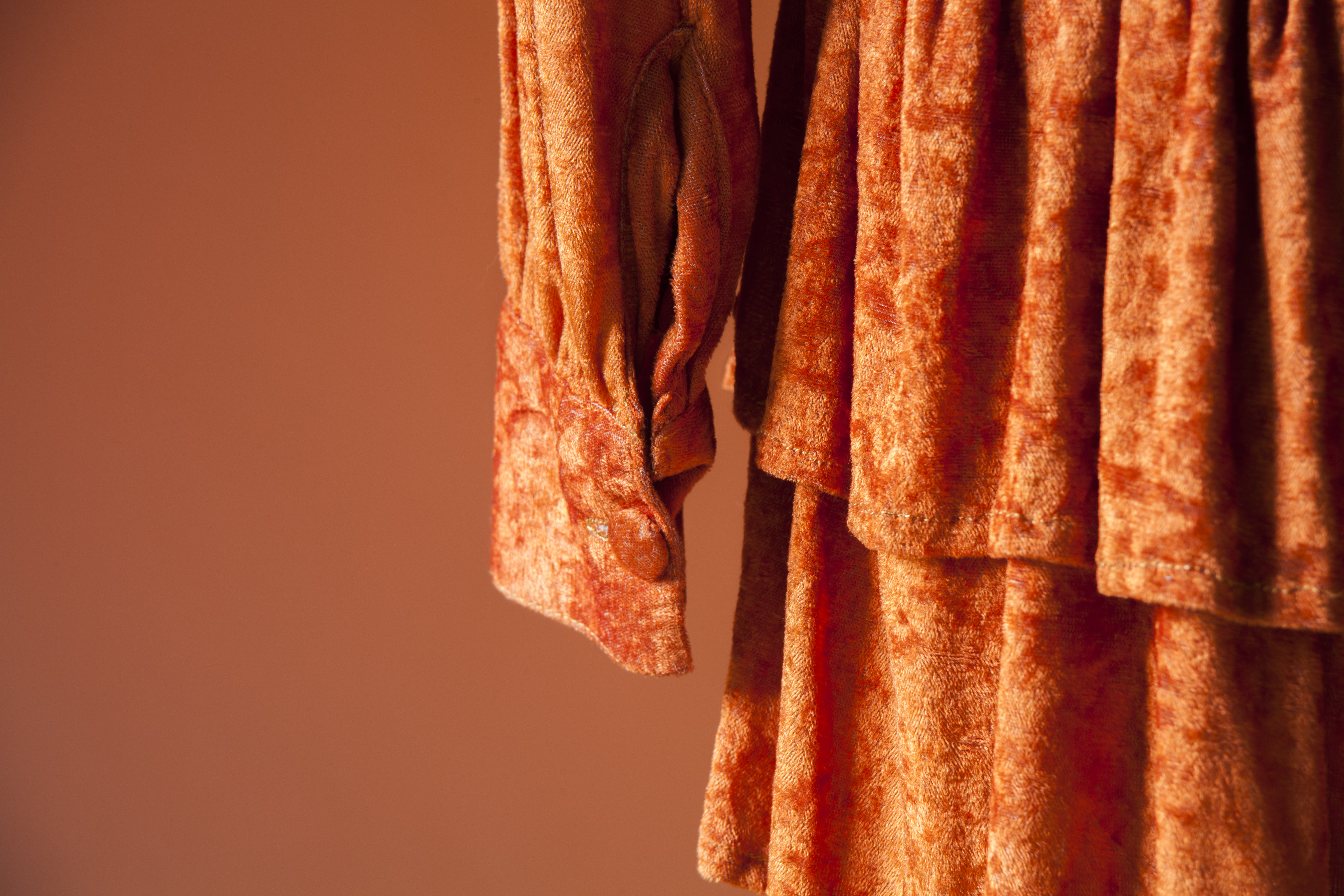 Vintage Orange Velour Dress by Chadia from Paris 1980's