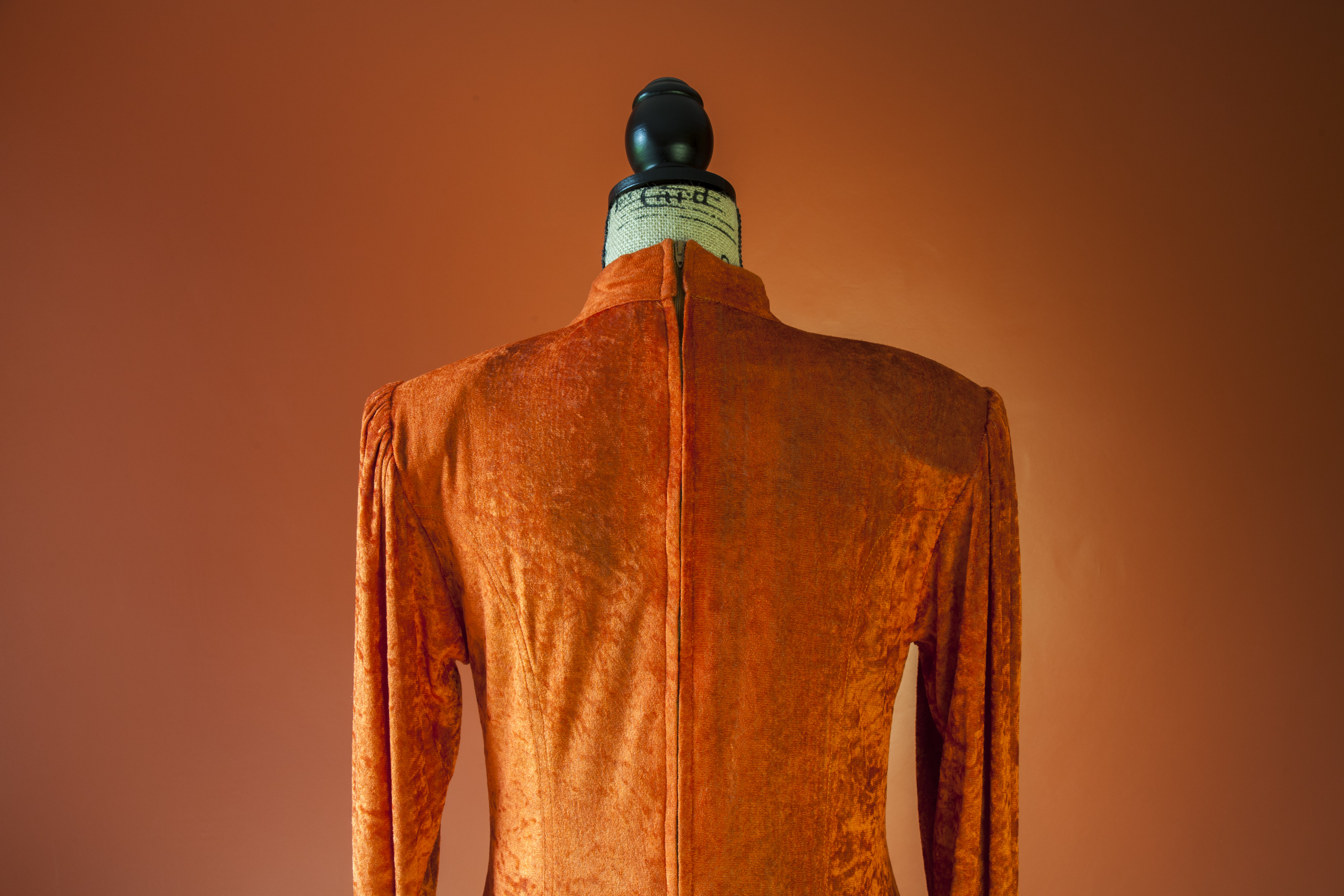 Vintage Orange Velour Dress by Chadia from Paris 1980's