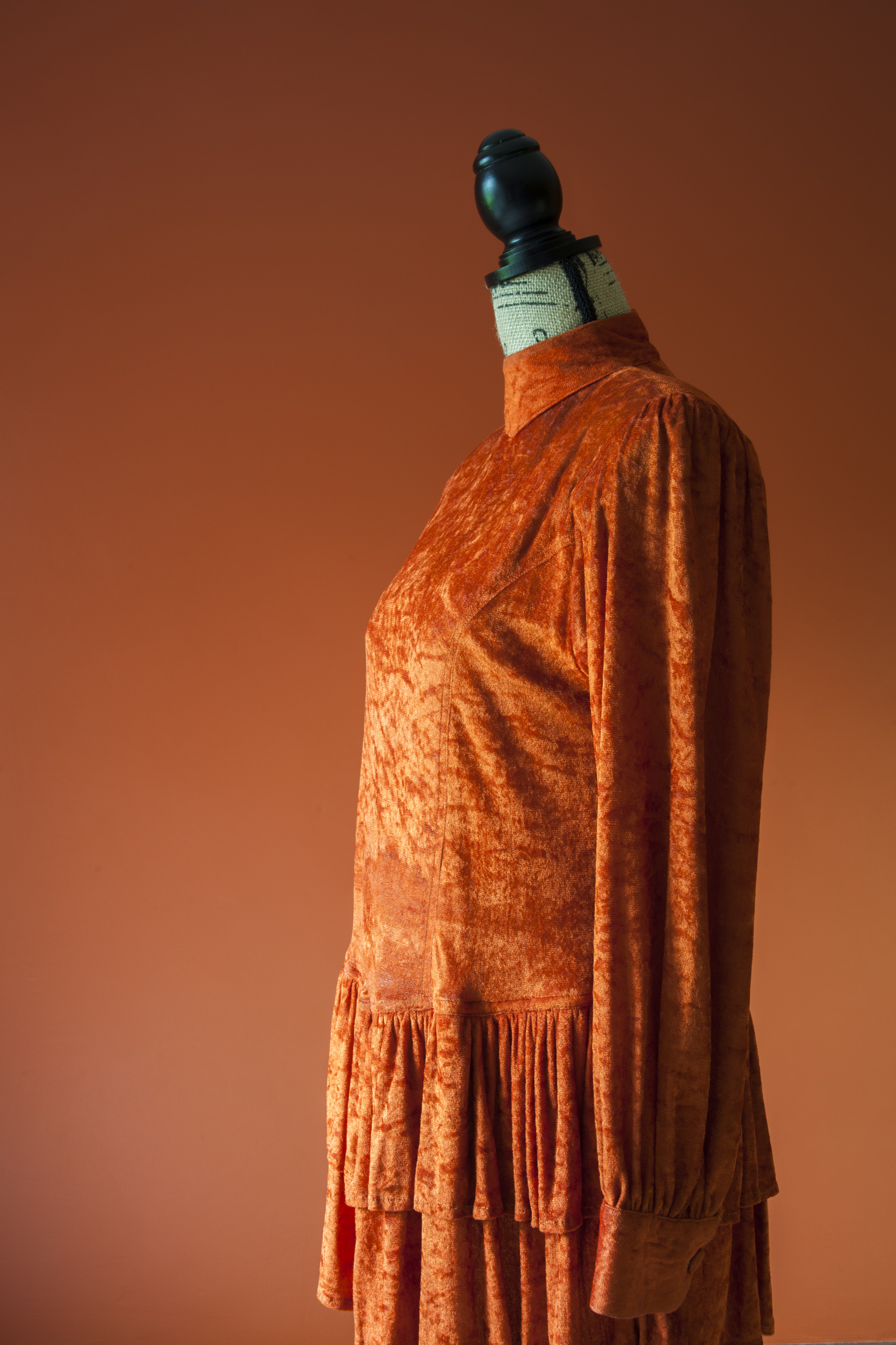 Vintage Orange Velour Dress by Chadia from Paris 1980's