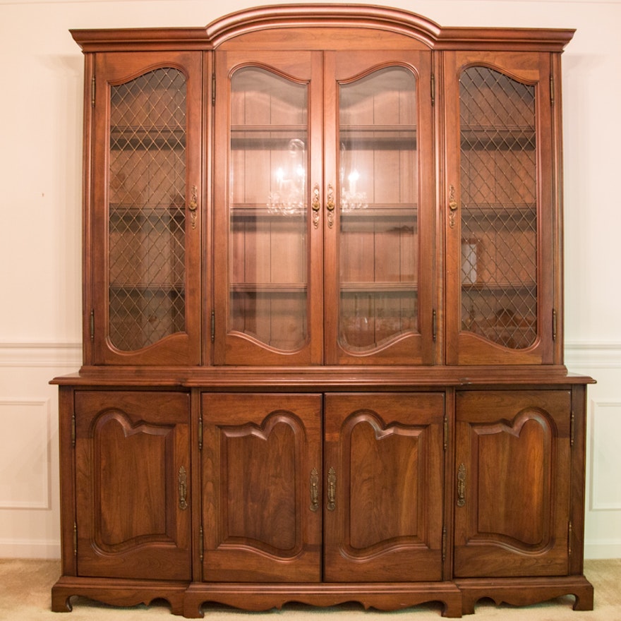 Walnut Hutch with Glass Doors