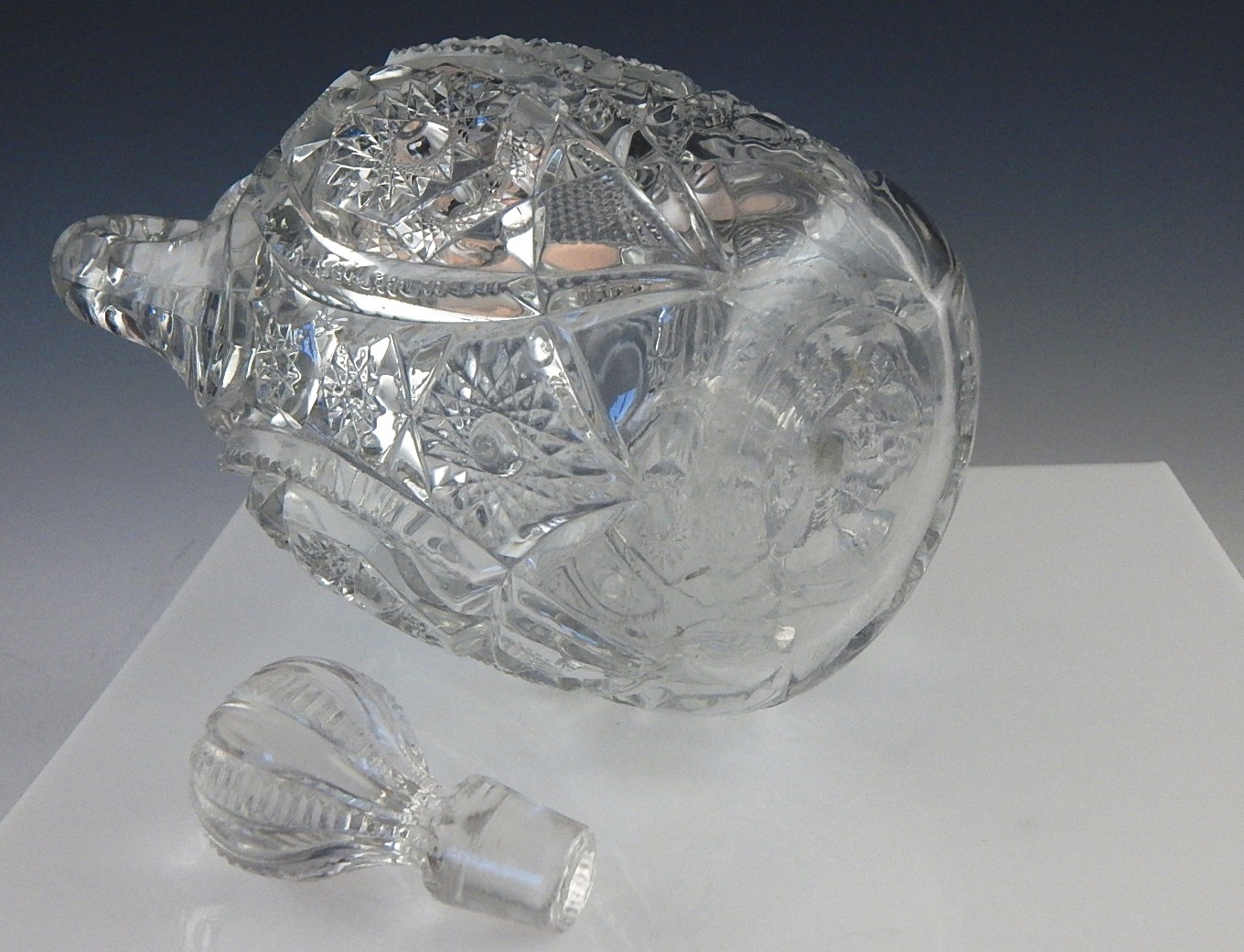 Vintage Patterned Glass Jug w/Stopper