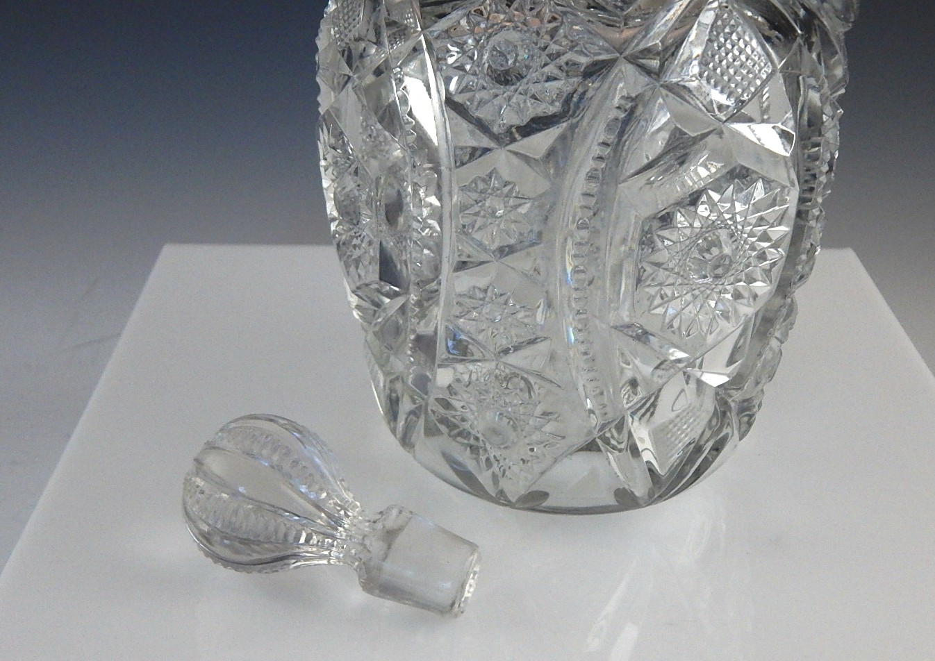 Vintage Patterned Glass Jug w/Stopper