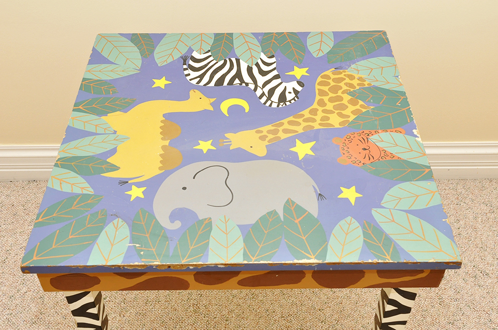 Hand Painted Animal Print Side Table