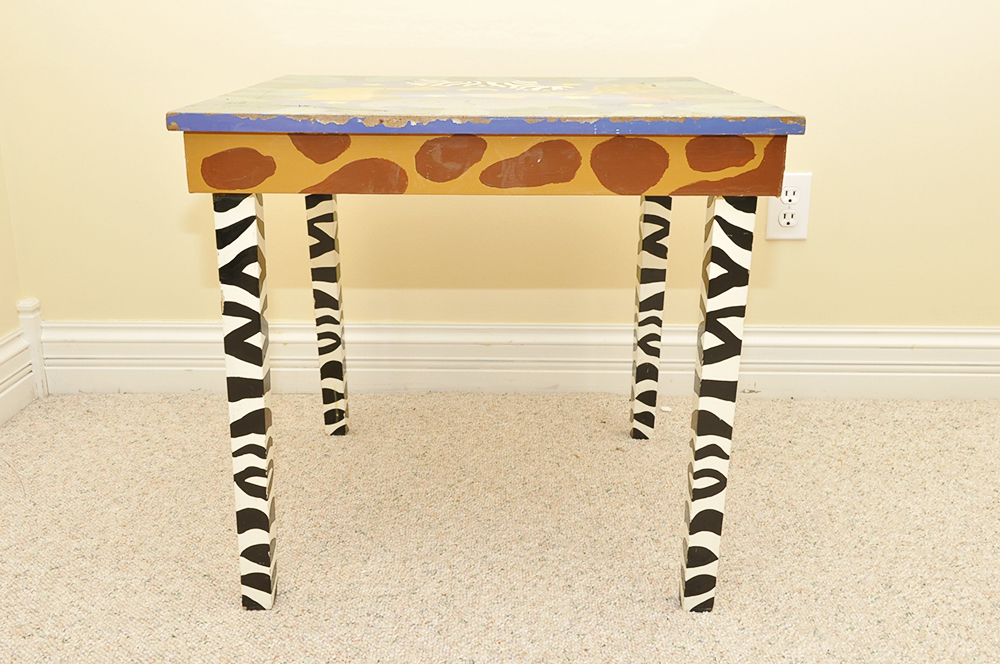 Hand Painted Animal Print Side Table