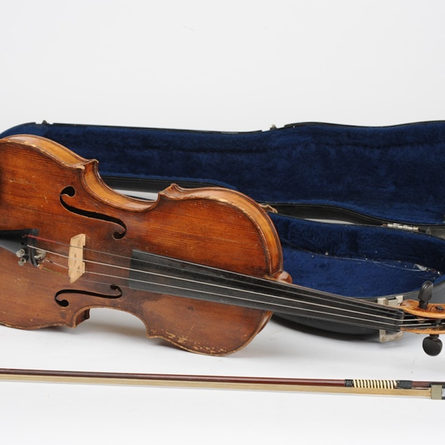 Vintage Violin With Hardshell Case