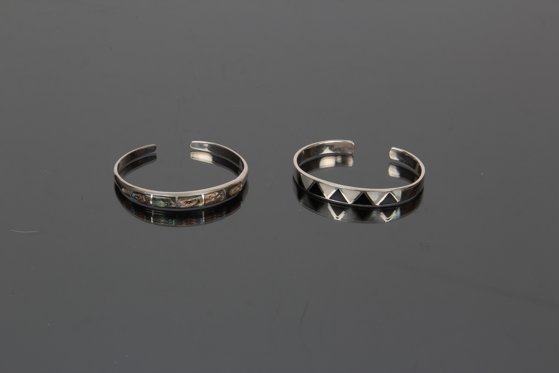 Pair of Sterling Silver Inset Cuffs