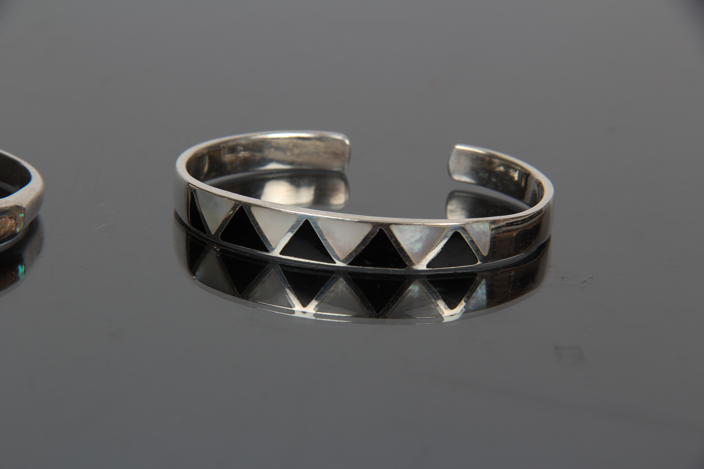 Pair of Sterling Silver Inset Cuffs