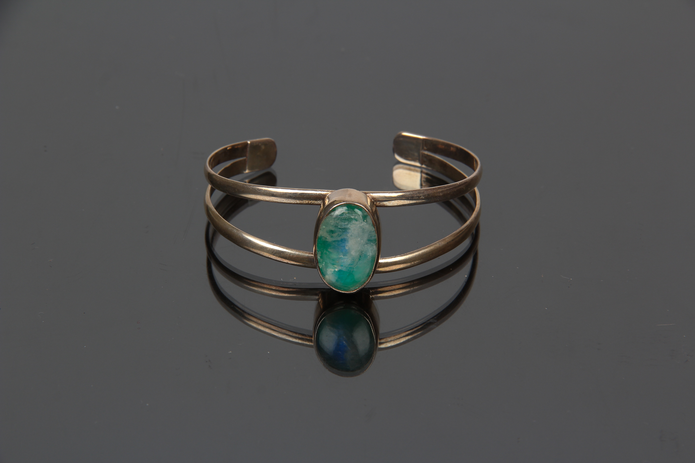 Sterling Silver Cuff with Green Stone