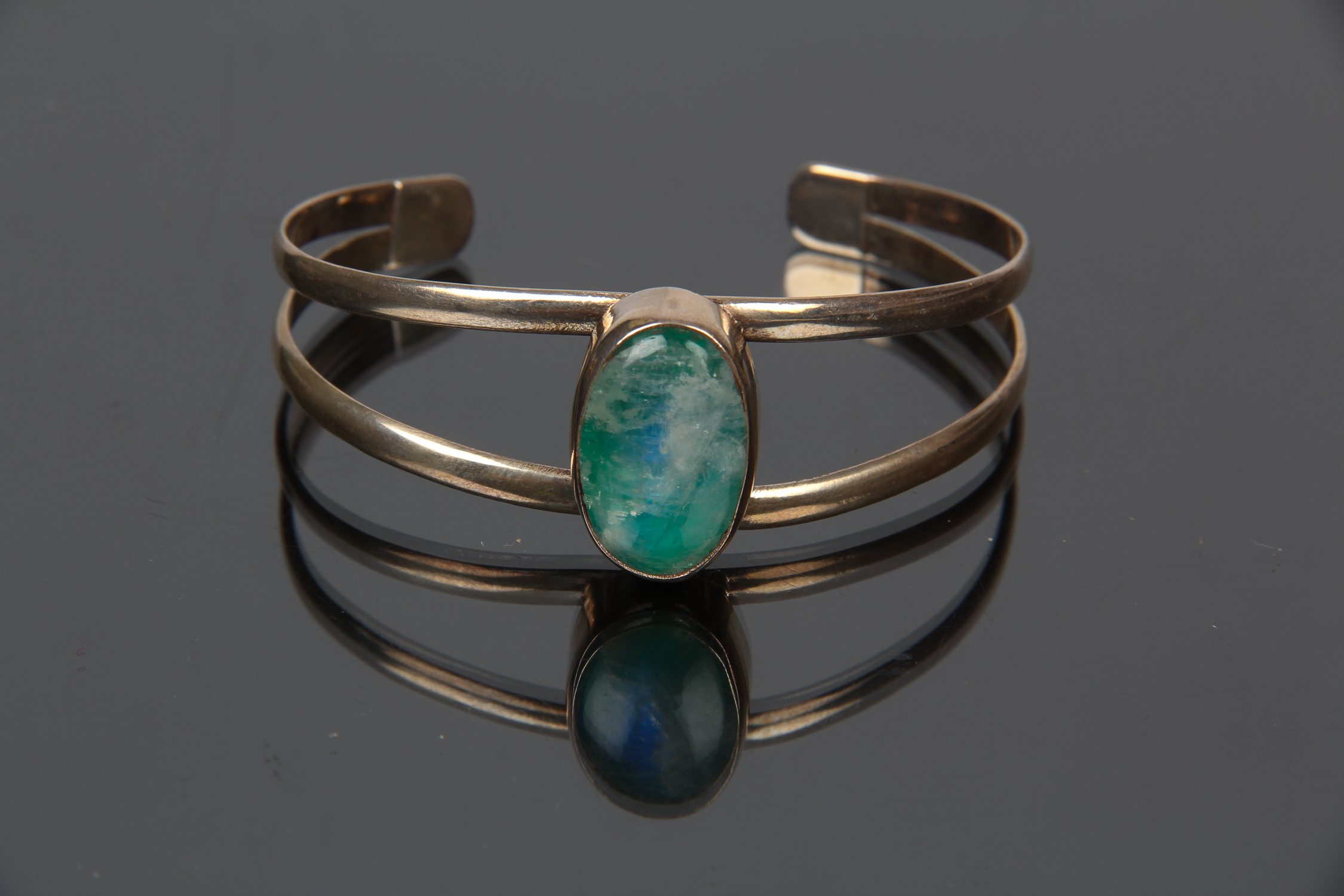 Sterling Silver Cuff with Green Stone