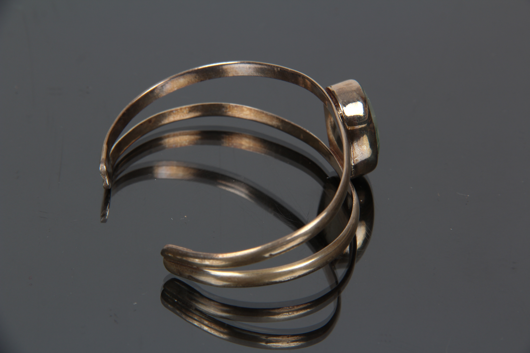 Sterling Silver Cuff with Green Stone