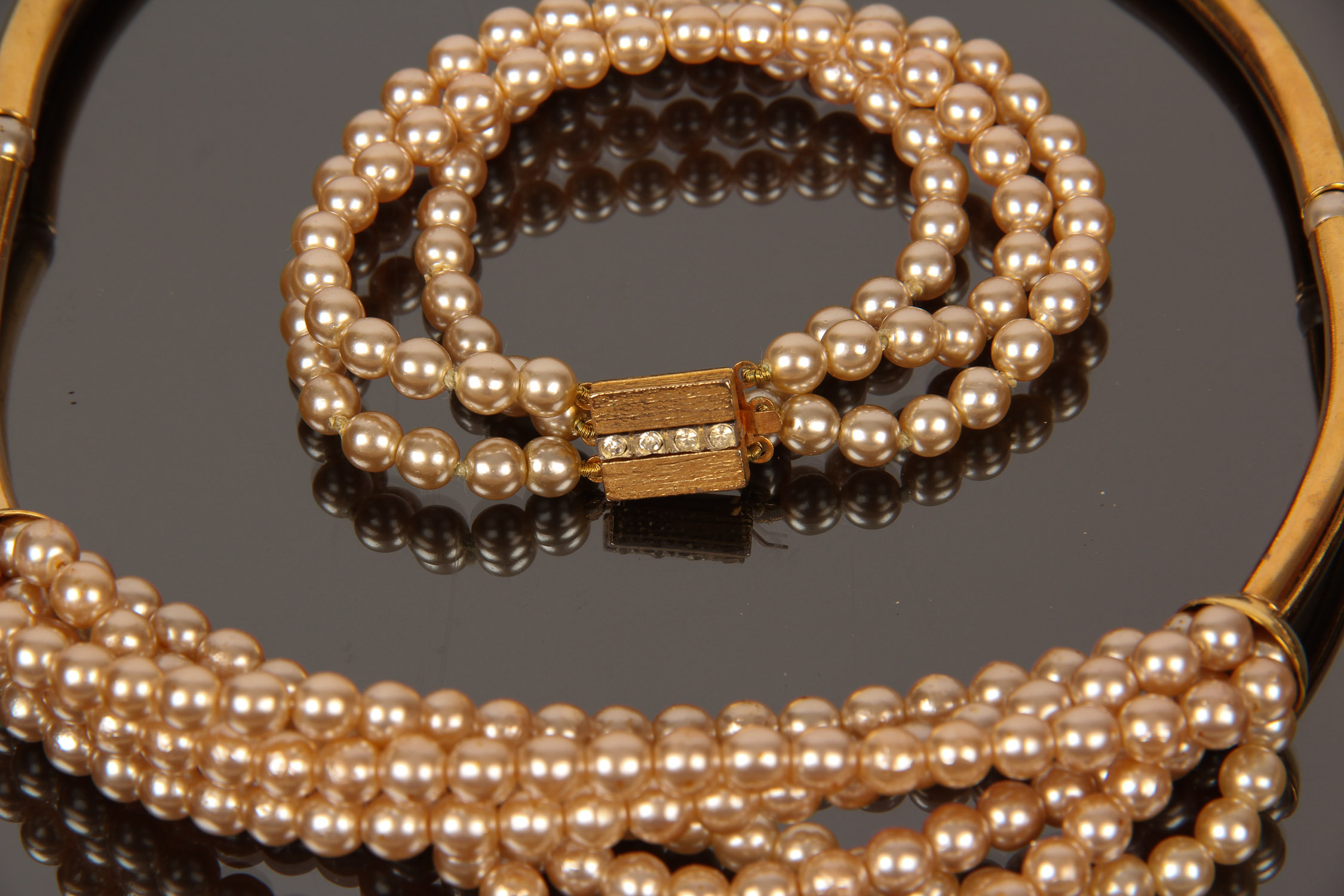 Assortment of Vintage Faux Pearl Necklaces and Bracelets